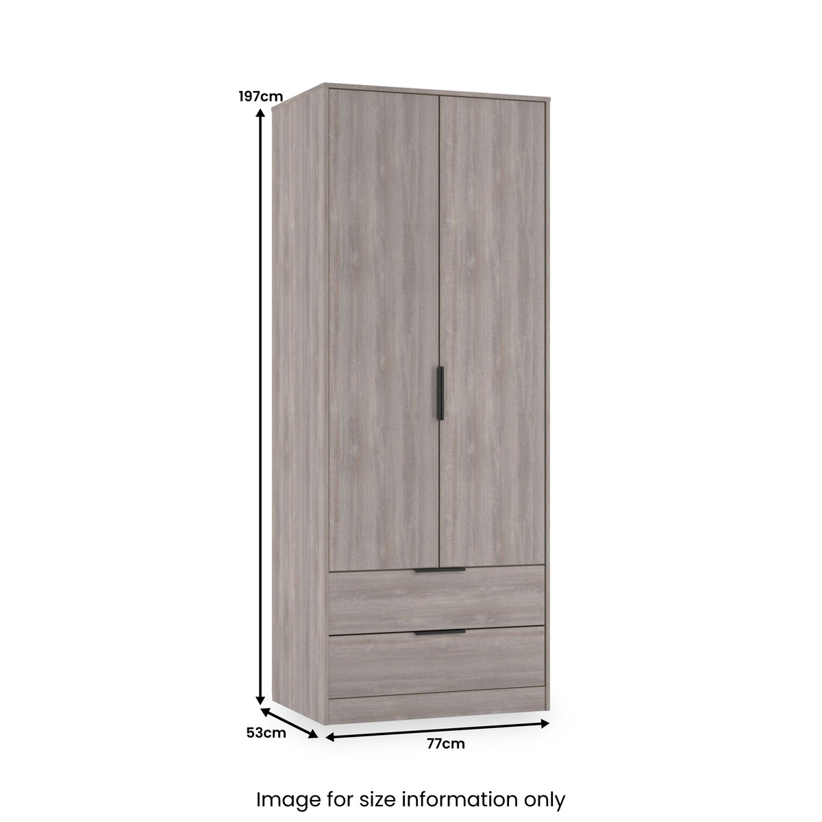 Ashbourne Double Wardrobe 2 Drawers Grey Oak from Roseland Furniture