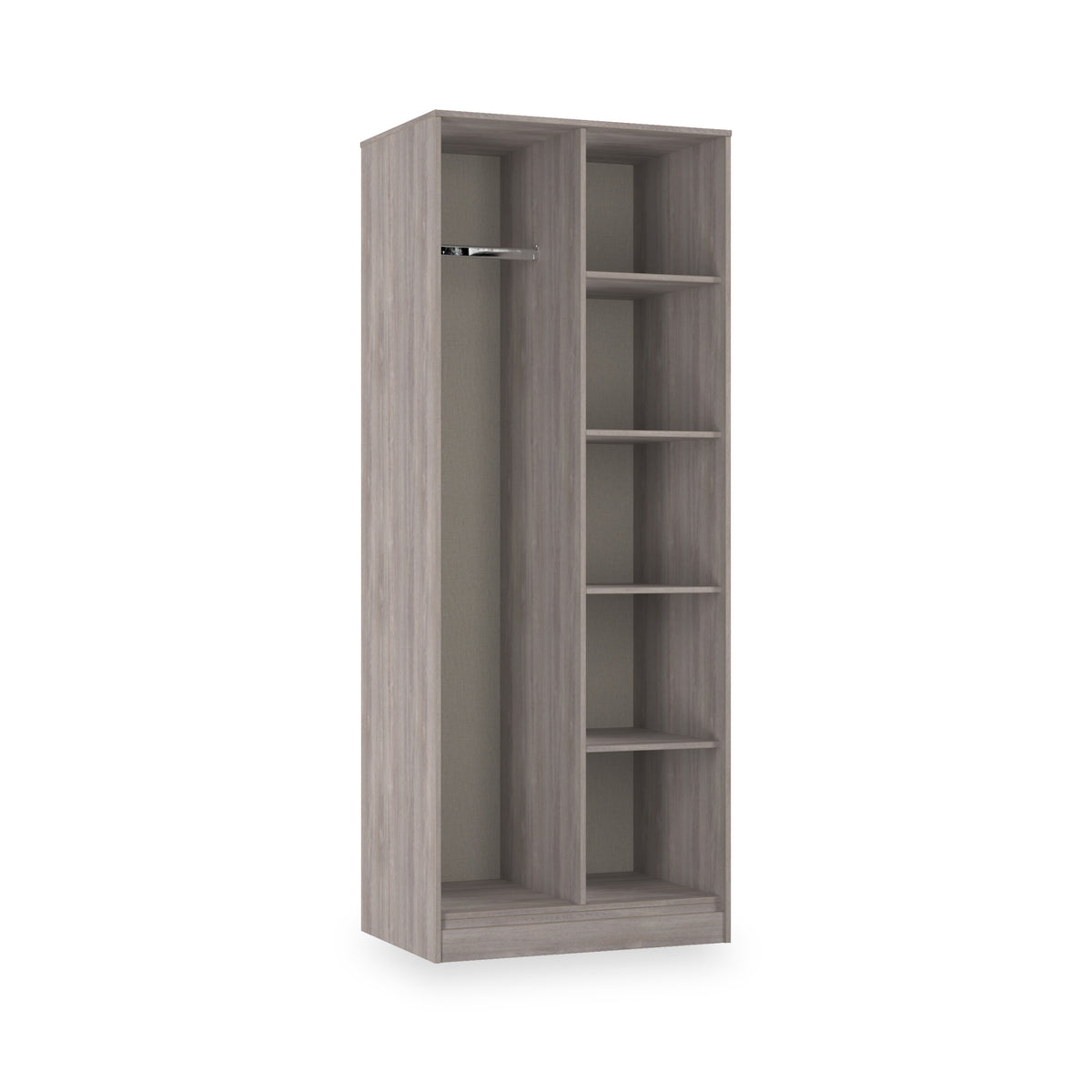 Ashbourne Open Shelf Wardrobe Grey Oak from Roseland Furniture