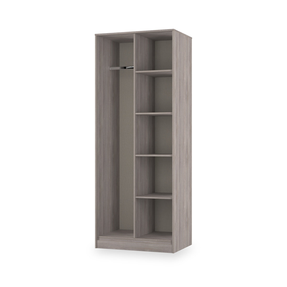 Ashbourne Open Shelf Wardrobe Grey Oak from Roseland Furniture