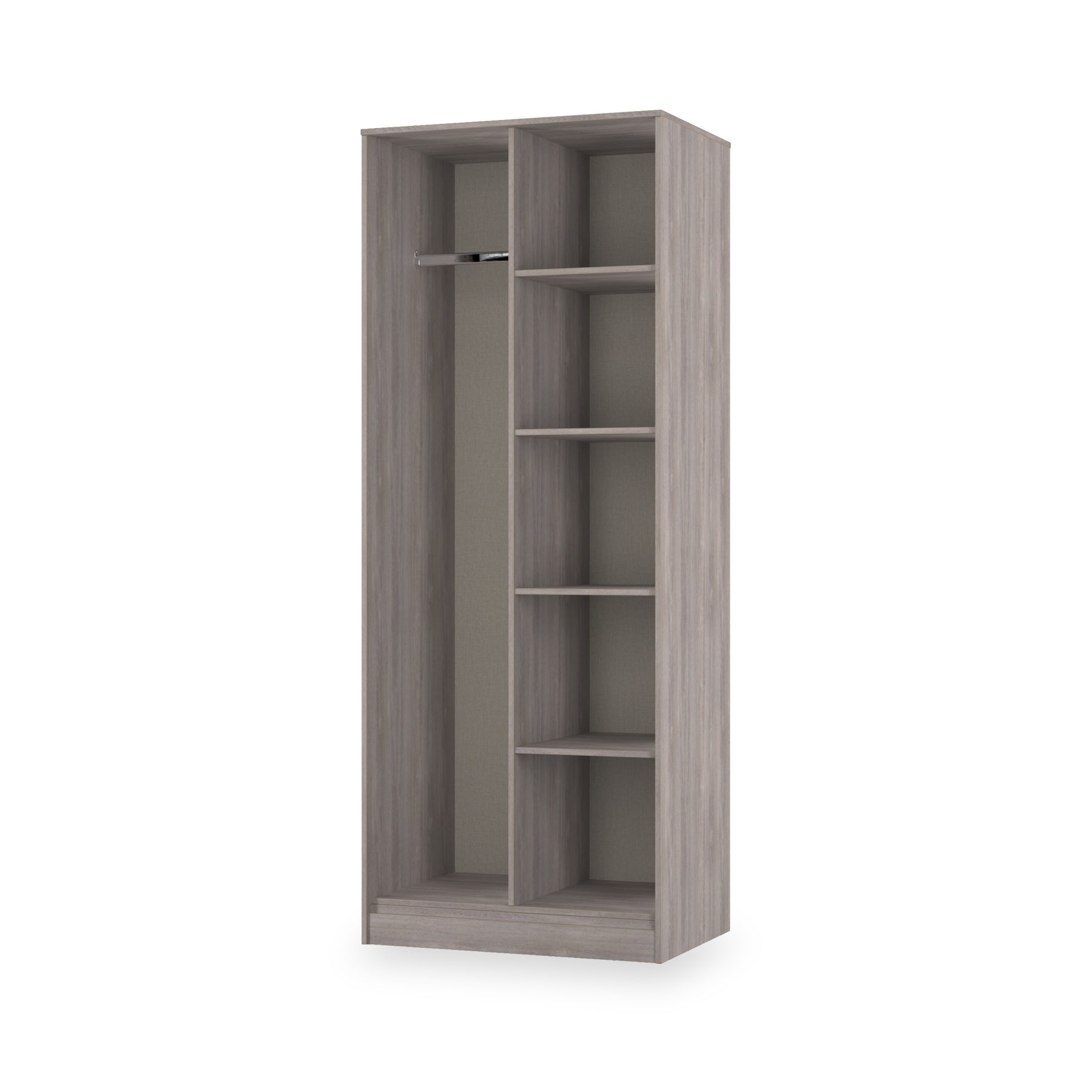 Ashbourne Open Shelf Wardrobe Grey Oak from Roseland Furniture