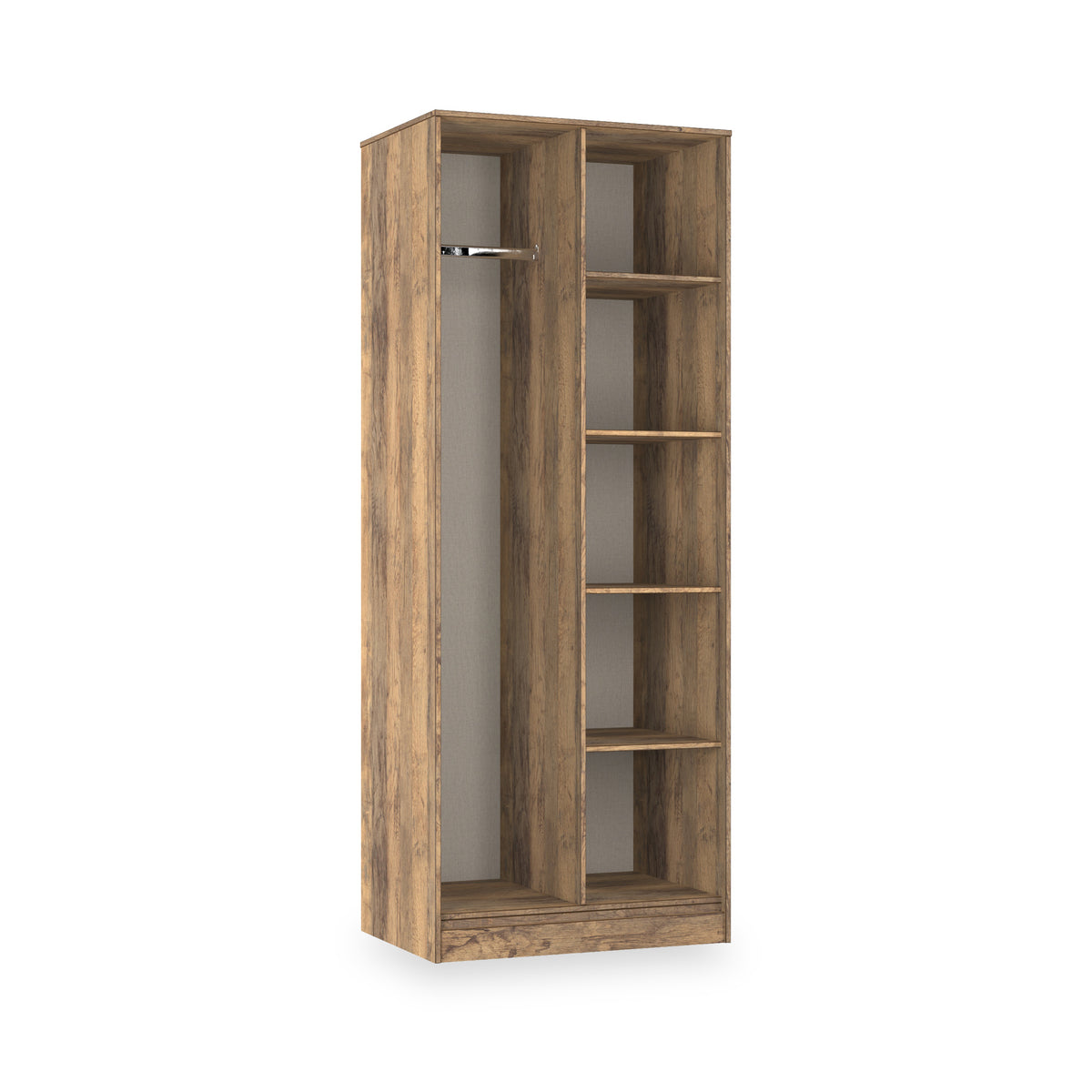 Ashbourne Open Shelf Wardrobe Vintage Oak from Roseland Furniture
