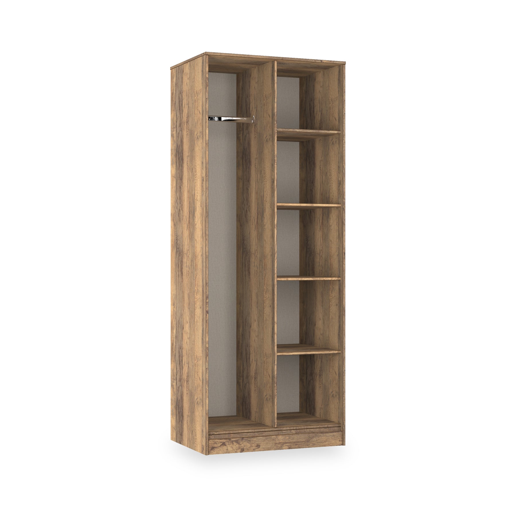 Ashbourne Open Shelf Wardrobe Vintage Oak from Roseland Furniture