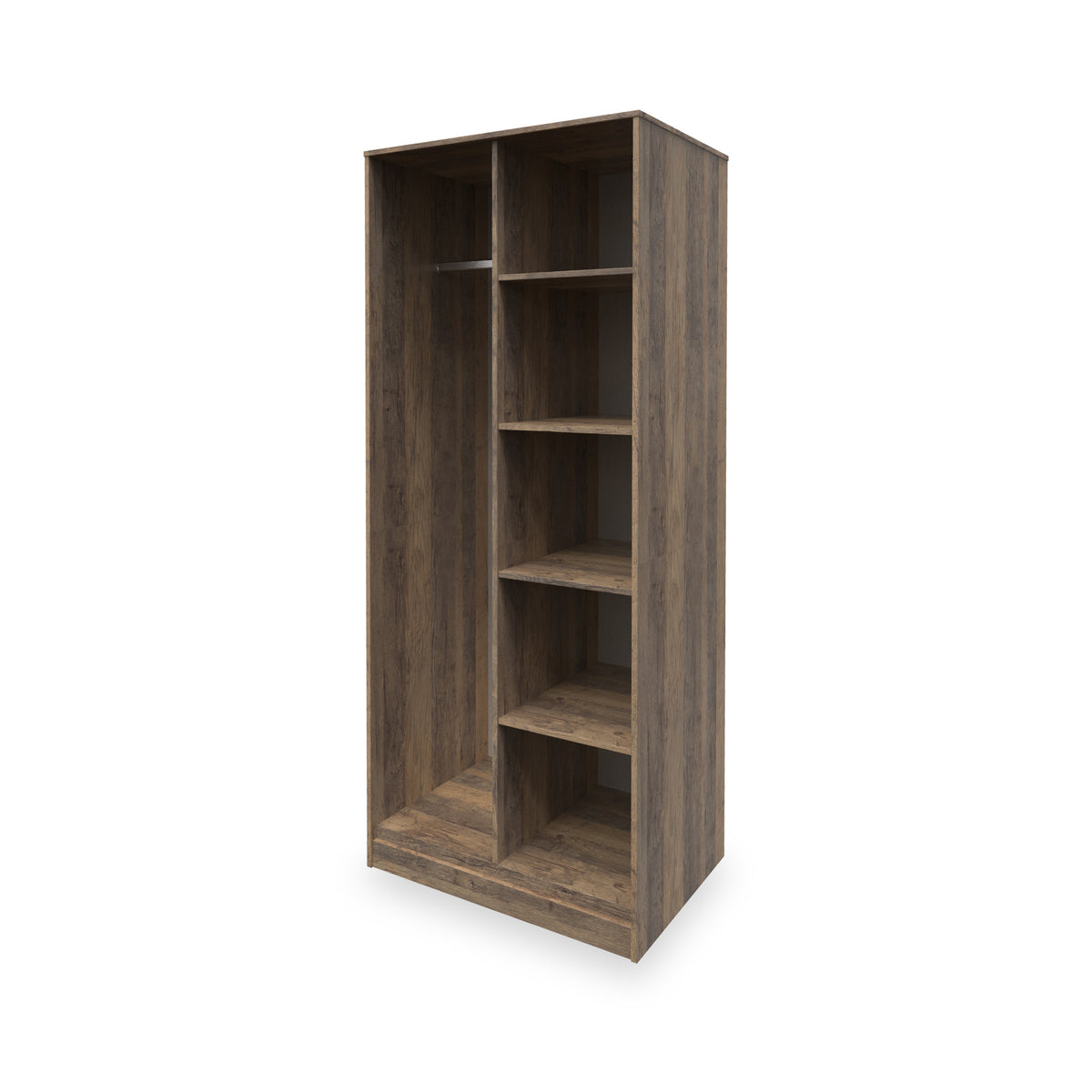 Ashbourne Open Shelf Wardrobe Vintage Oak from Roseland Furniture