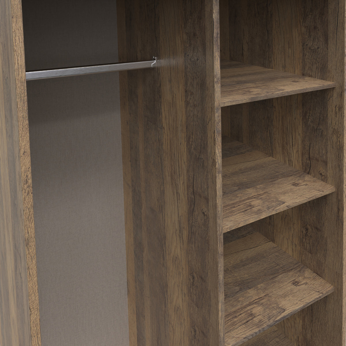 Ashbourne Open Shelf Wardrobe Vintage Oak from Roseland Furniture