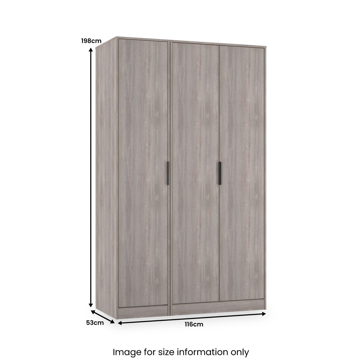 Ashbourne Triple Wardrobe Grey Oak from Roseland Furniture