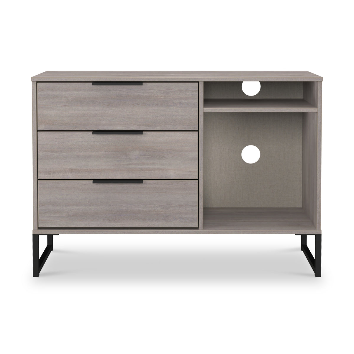Ashbourne 3 Drawer TV Unit Grey Oak from Roseland Furniture