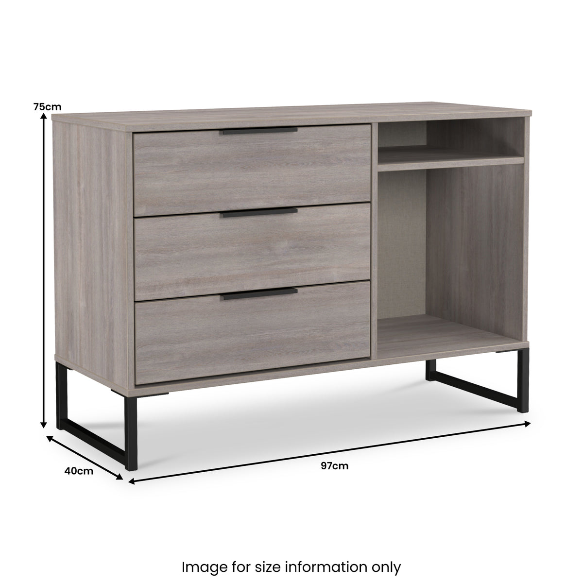 Ashbourne 3 Drawer TV Unit Grey Oak from Roseland Furniture