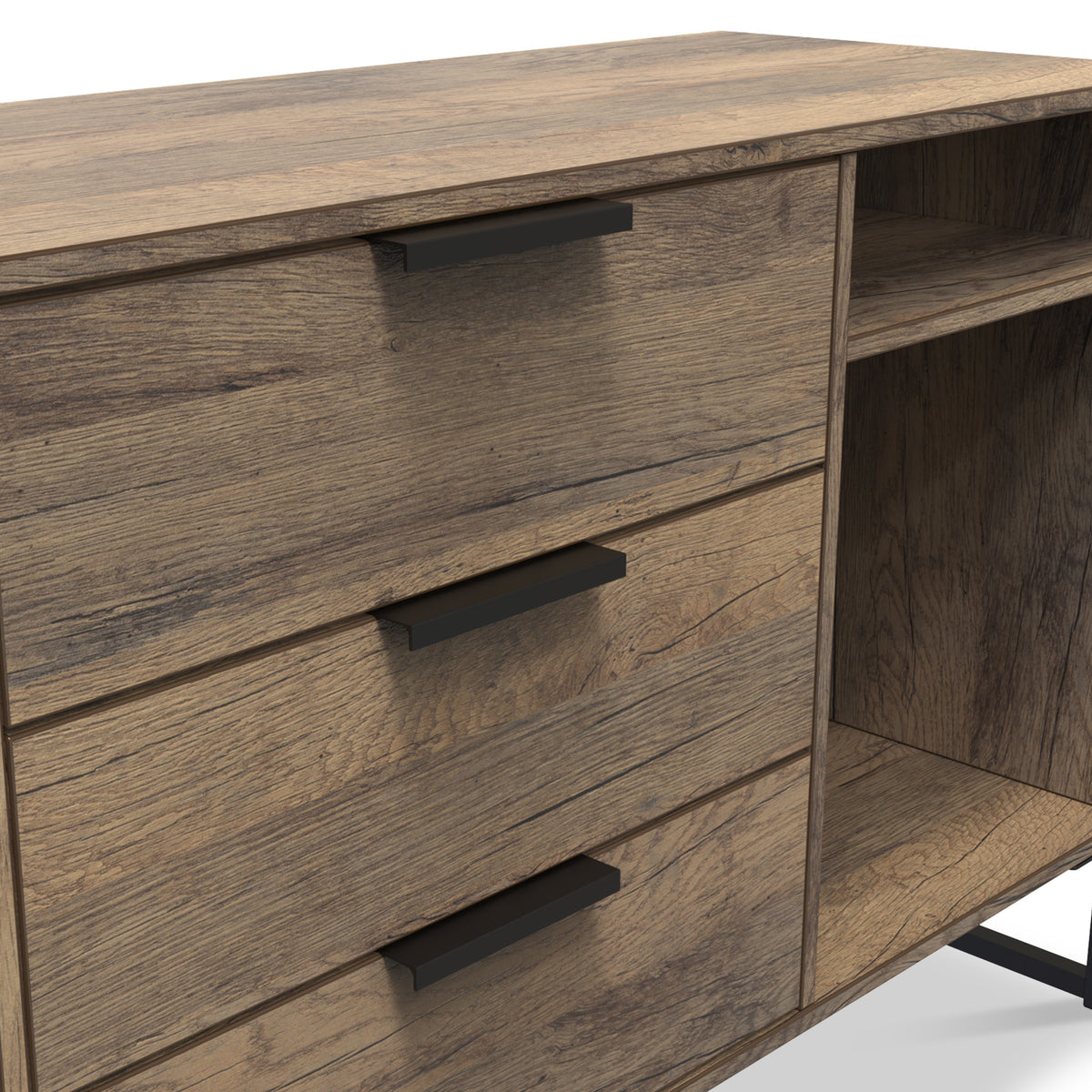 Ashbourne 3 Drawer TV Unit Vintage Oak from Roseland Furniture