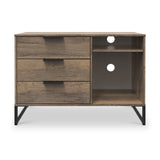 Ashbourne 3 Drawer TV Unit Vintage Oak from Roseland Furniture