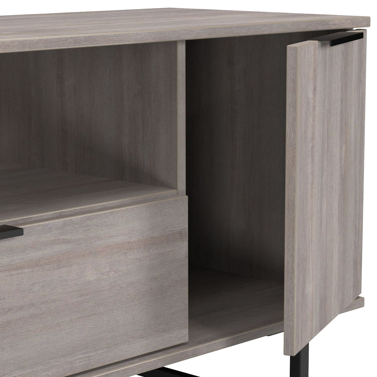 Ashbourne 2 Door 1 Drawer Wide TV Unit Grey Oak from Roseland Furniture