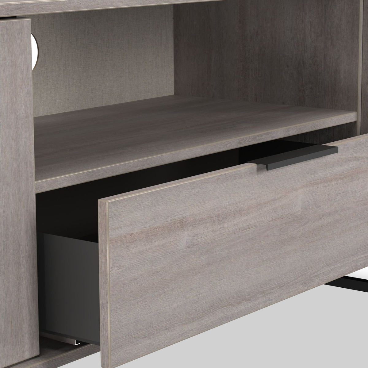 Ashbourne 2 Door 1 Drawer Wide TV Unit Grey Oak from Roseland Furniture