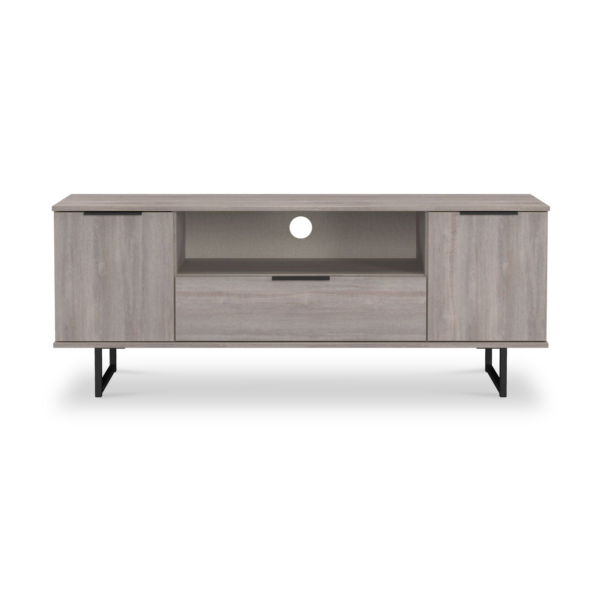 Ashbourne 2 Door 1 Drawer Wide TV Unit Grey Oak from Roseland Furniture