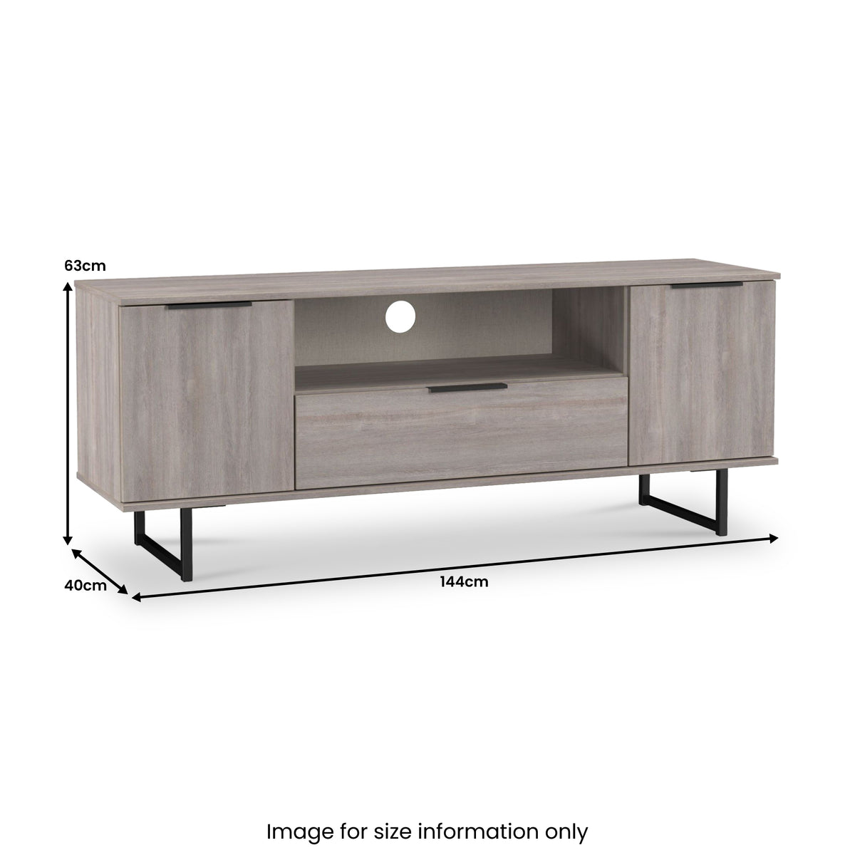 Ashbourne 2 Door 1 Drawer Wide TV Unit Grey Oak from Roseland Furniture