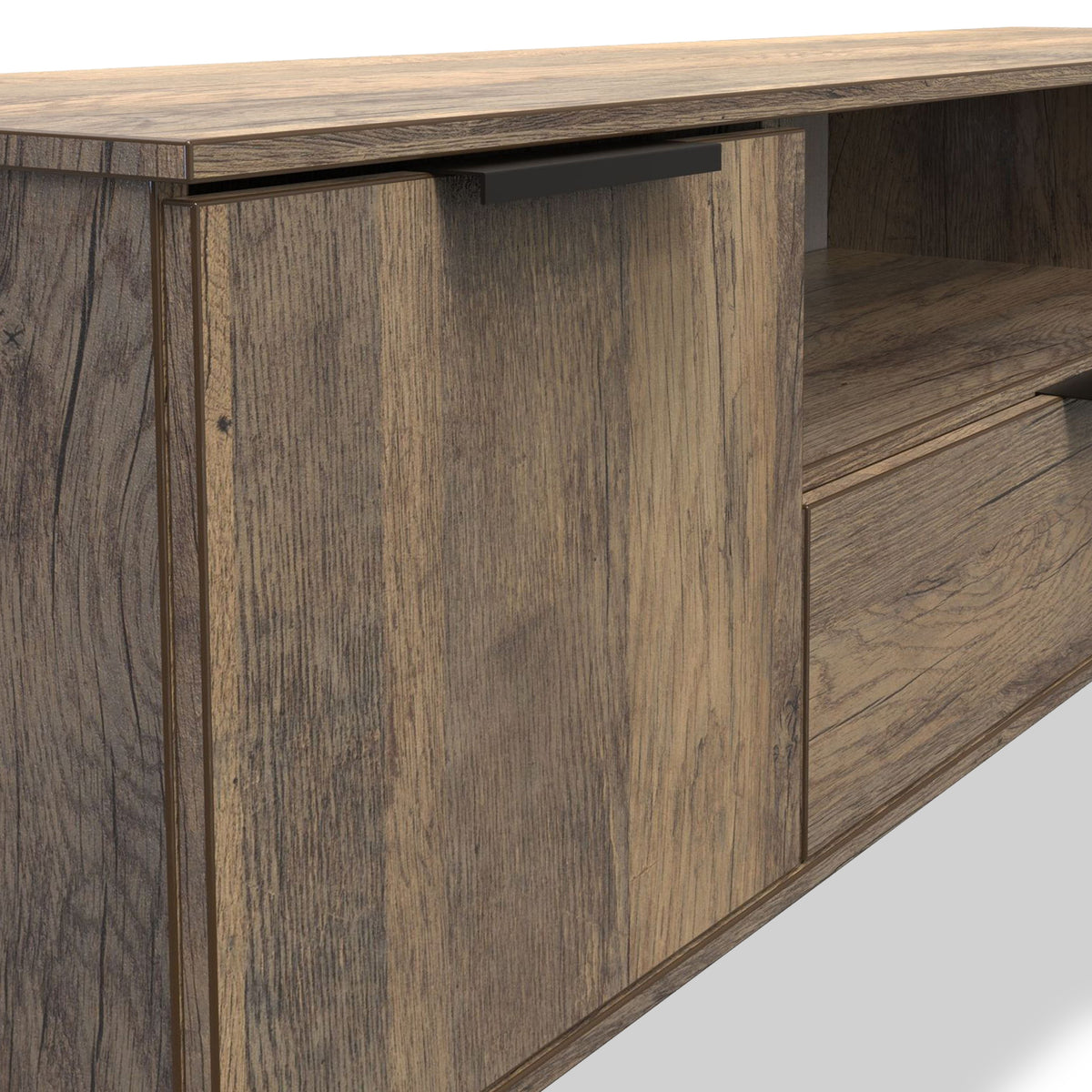 Ashbourne 2 Door 1 Drawer Wide TV Unit Vintage Oak from Roseland Furniture