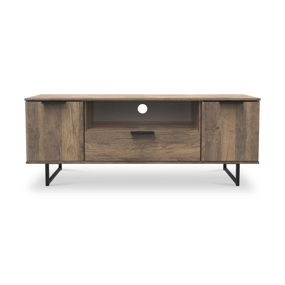 Ashbourne 2 Door 1 Drawer Wide TV Unit Vintage Oak from Roseland Furniture