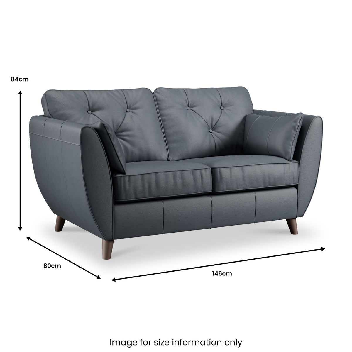 Edison Leather 2 Seater Sofa Dark Feet Navy from Roseland Furniture