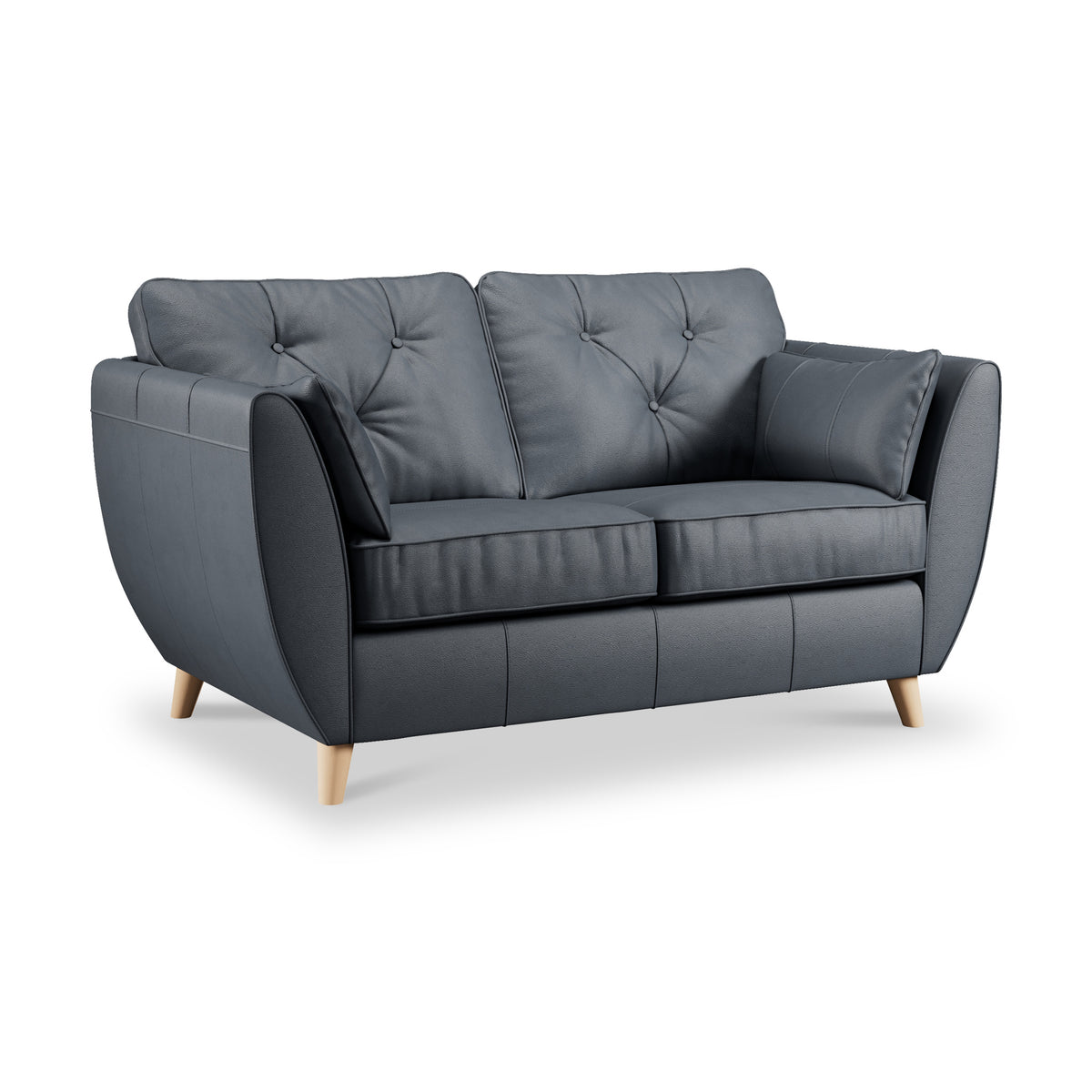 Edison Leather 2 Seater Sofa Light Feet Navy from Roseland Furniture