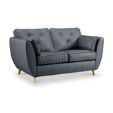 Edison Leather 2 Seater Sofa Light Feet Navy from Roseland Furniture