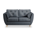 Edison Leather 2 Seater Sofa Light Feet Navy from Roseland Furniture