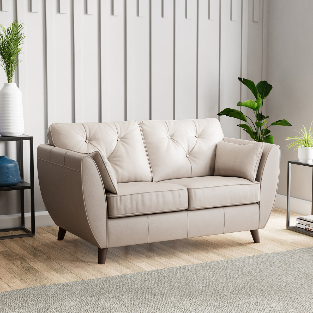 Edison Leather 2 Seater Sofa Dark Feet Cloud Grey Close1 from Roseland Furniture