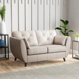 Edison Leather 2 Seater Sofa Dark Feet Cloud Grey Close1 from Roseland Furniture