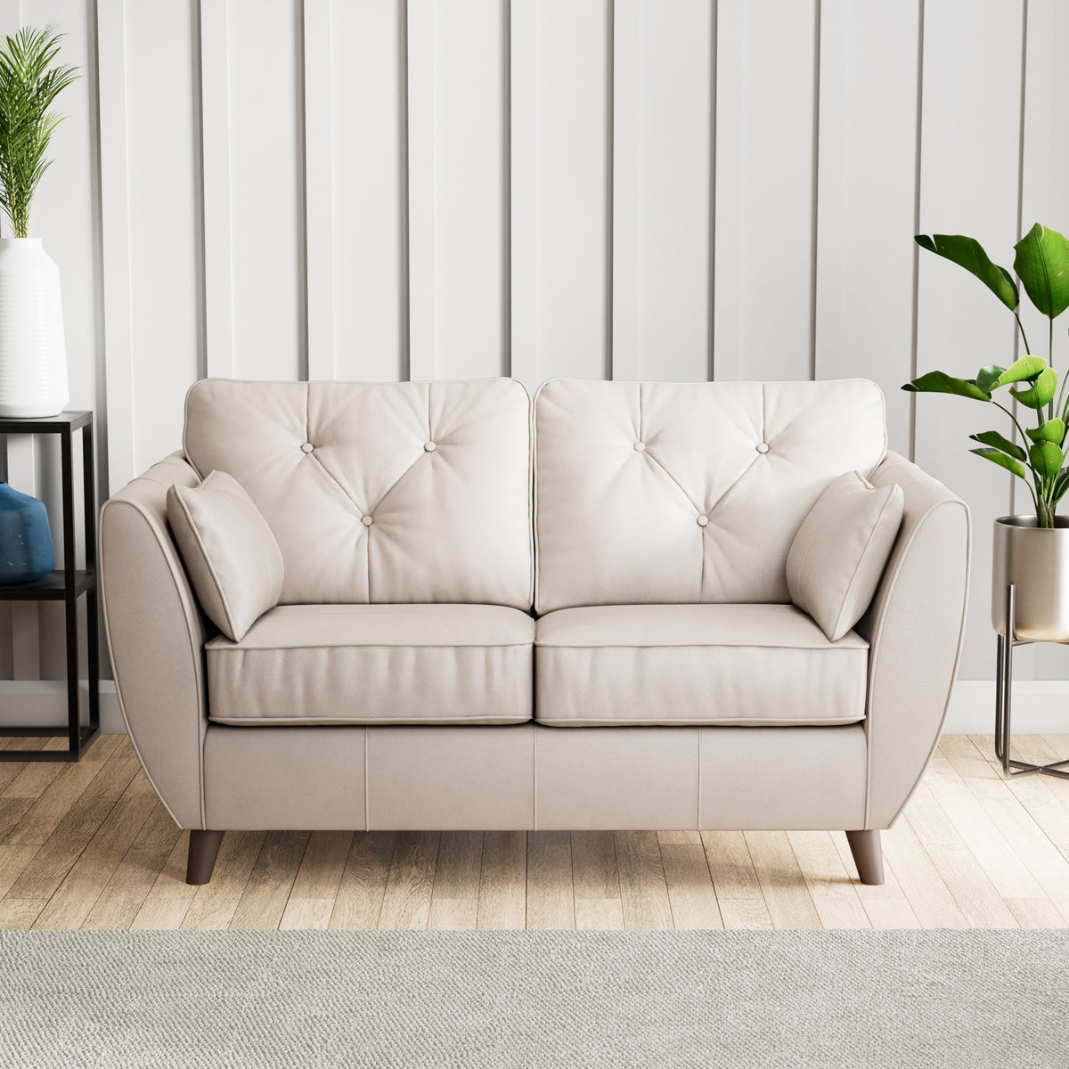 Edison Leather 2 Seater Sofa Dark Feet Cloud Grey Close1 from Roseland Furniture