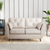 Edison Leather 2 Seater Sofa Dark Feet Cloud Grey Close1 from Roseland Furniture