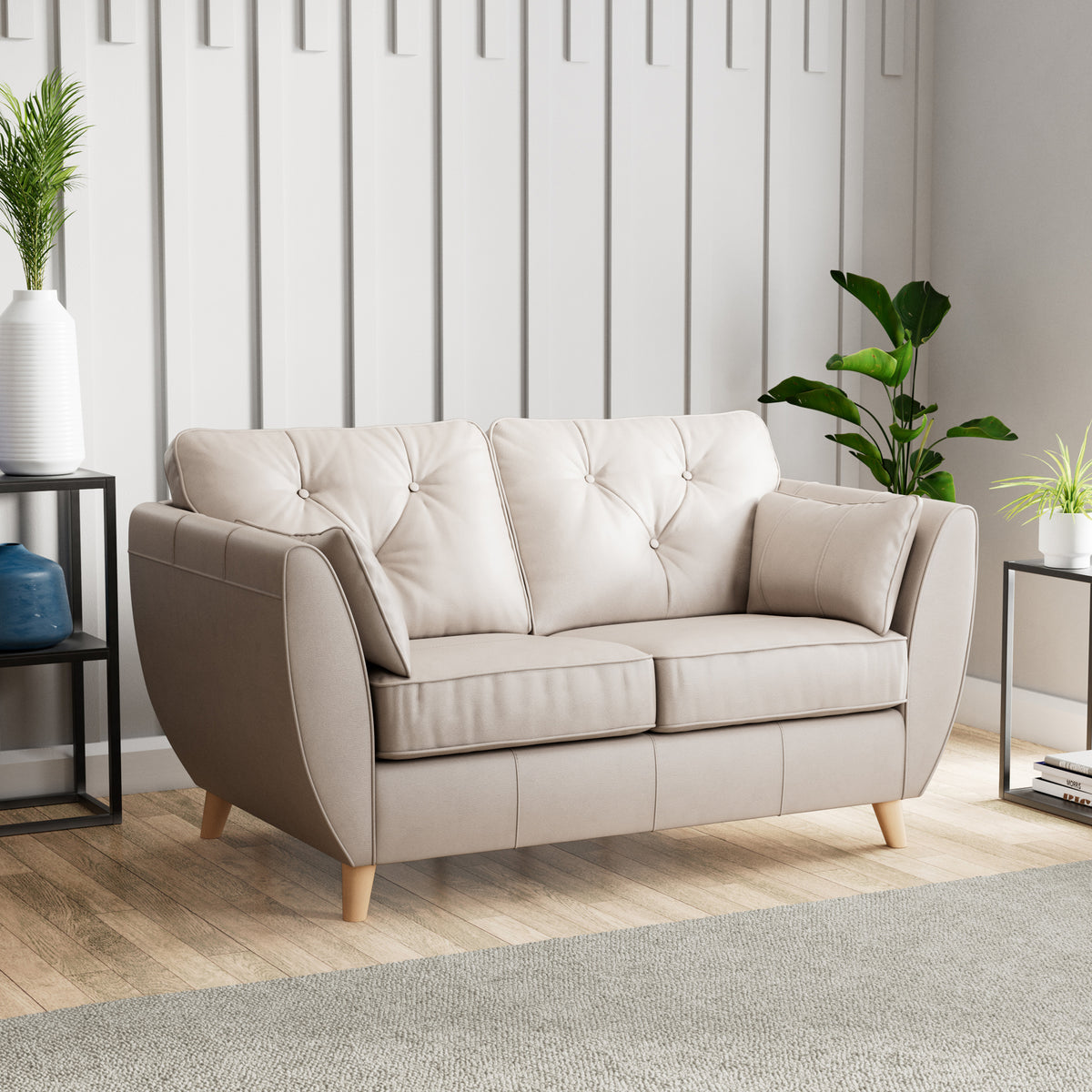 Edison Leather 2 Seater Sofa Light Feet Cloud Grey from Roseland Furniture
