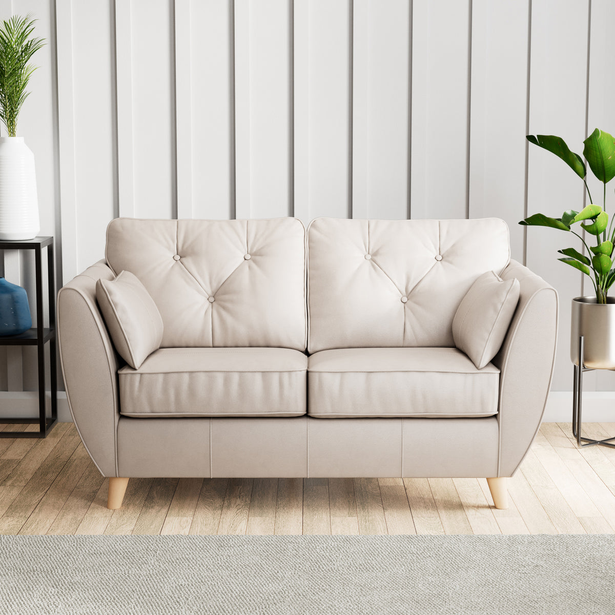 Edison Leather 2 Seater Sofa Light Feet Cloud Grey from Roseland Furniture