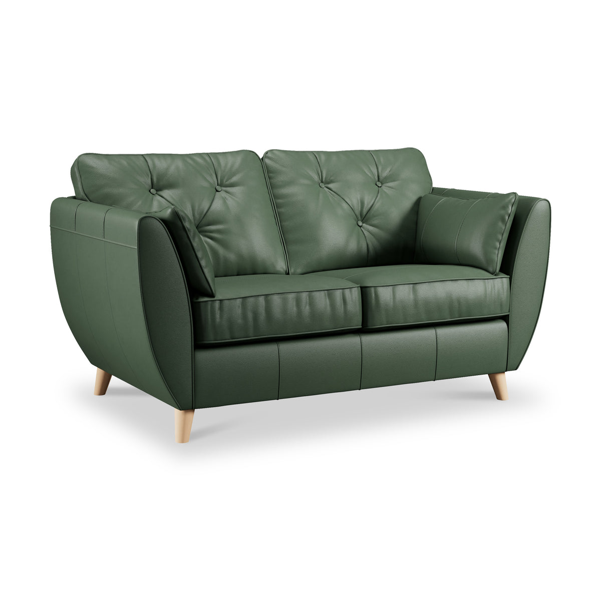 Edison Leather 2 Seater Sofa Light Feet Hunter Green from Roseland Furniture