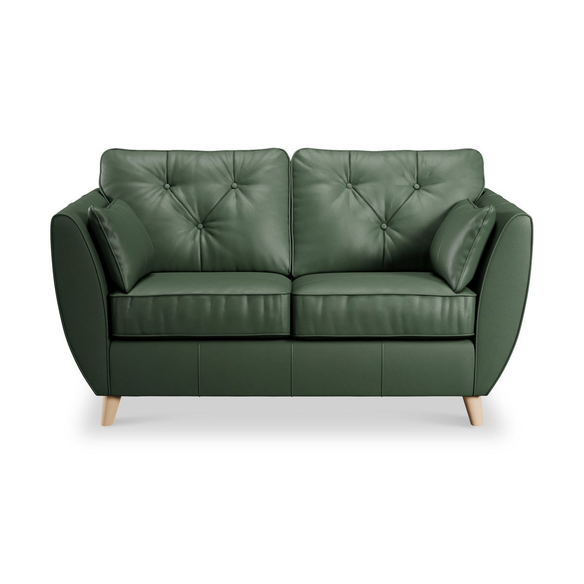Edison Leather 2 Seater Sofa Light Feet Hunter Green from Roseland Furniture