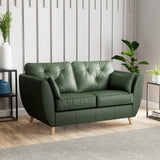 Edison Leather 2 Seater Sofa Light Feet Hunter Green from Roseland Furniture