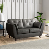 Edison Leather 2 Seater Sofa Dark Feet Raven from Roseland Furniture