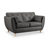 Edison Leather 2 Seater Sofa Light Feet Raven from Roseland Furniture