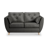 Edison Leather 2 Seater Sofa Light Feet Raven from Roseland Furniture
