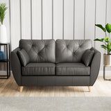 Edison Leather 2 Seater Sofa Light Feet Raven from Roseland Furniture