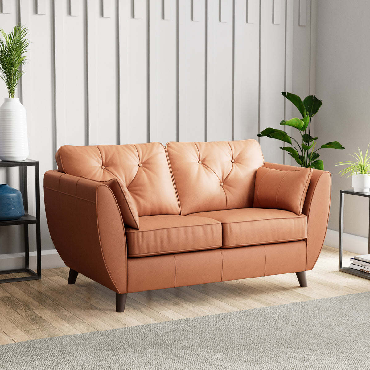 Edison Leather 2 Seater Sofa Dark Feet Saddle from Roseland Furniture