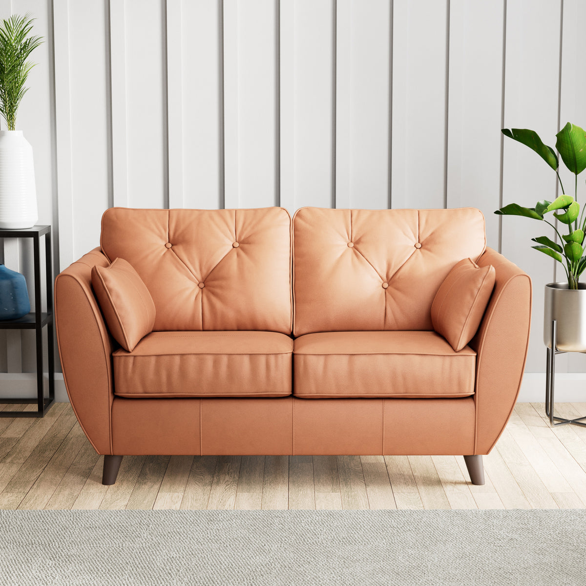 Edison Leather 2 Seater Sofa Dark Feet Saddle from Roseland Furniture