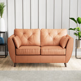 Edison Leather 2 Seater Sofa Dark Feet Saddle from Roseland Furniture