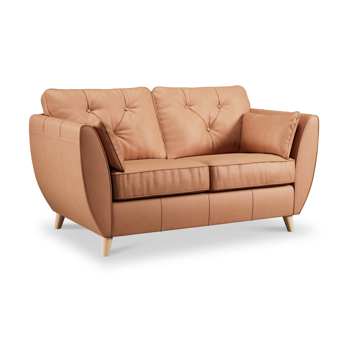 Edison Leather 2 Seater Sofa Light Feet Saddle from Roseland Furniture