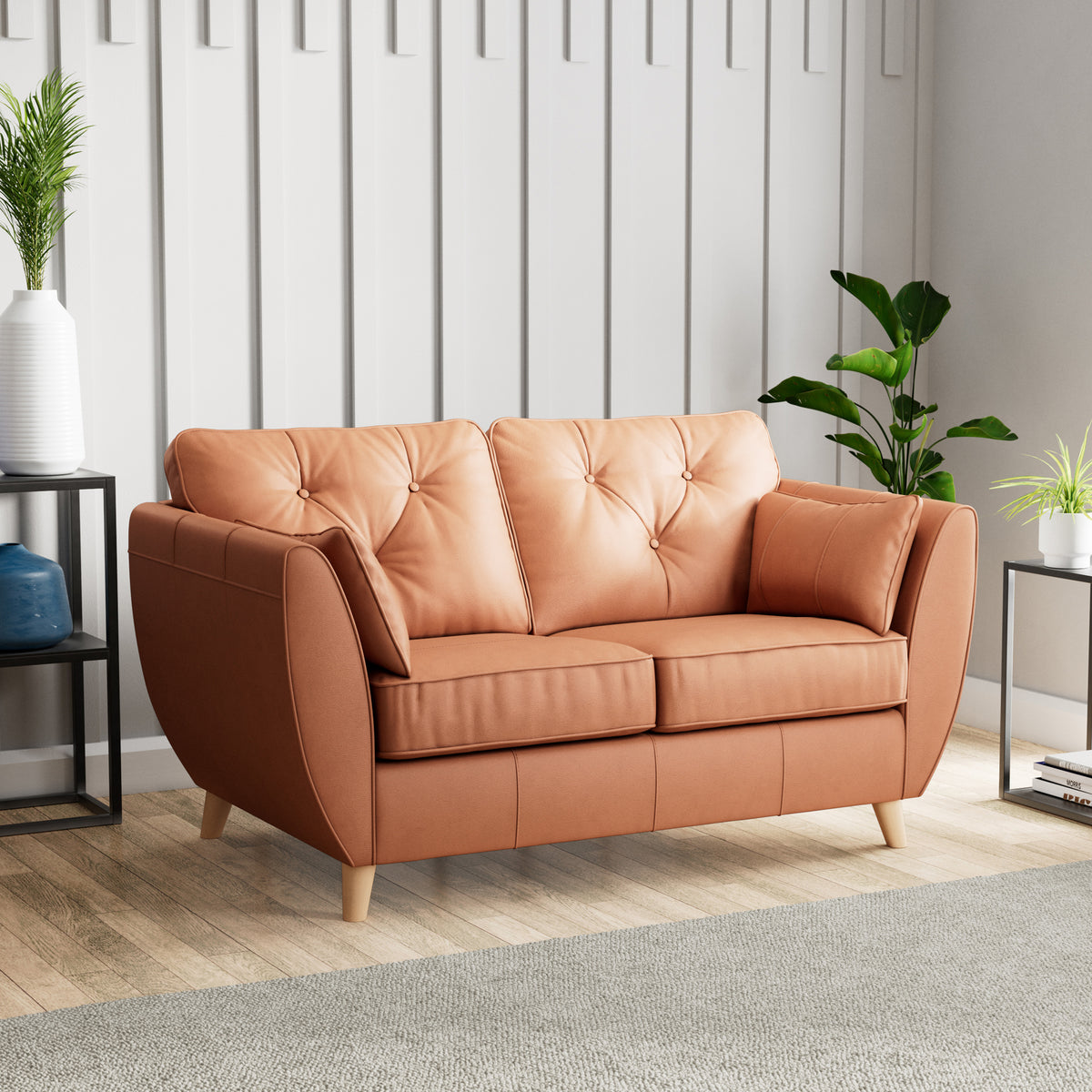 Edison Leather 2 Seater Sofa Light Feet Saddle from Roseland Furniture