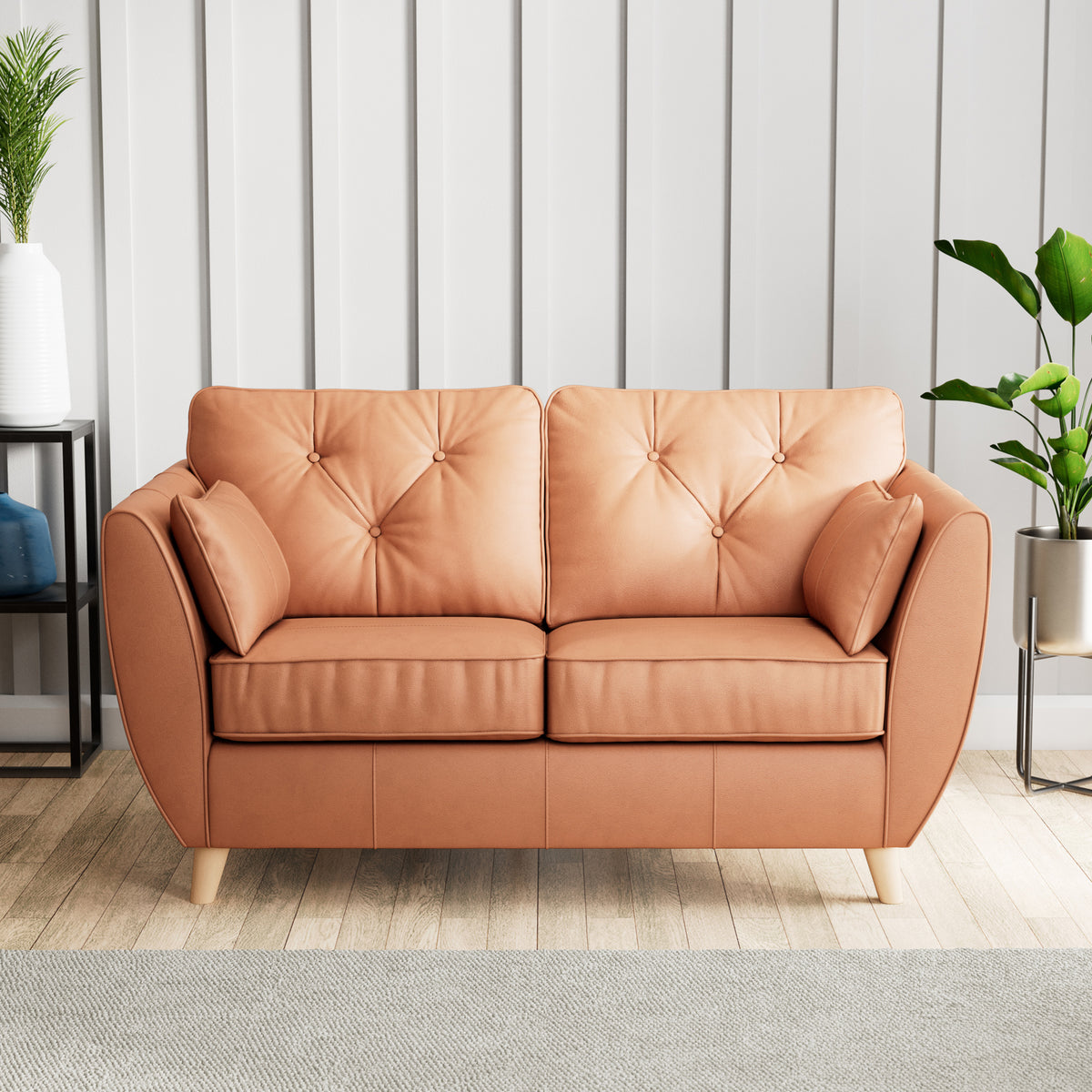 Edison Leather 2 Seater Sofa Light Feet Saddle from Roseland Furniture