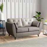 Edison Leather 2 Seater Sofa Dark Feet Stone Grey from Roseland Furniture