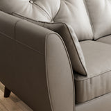 Edison Leather 2 Seater Sofa Dark Feet Stone Grey from Roseland Furniture