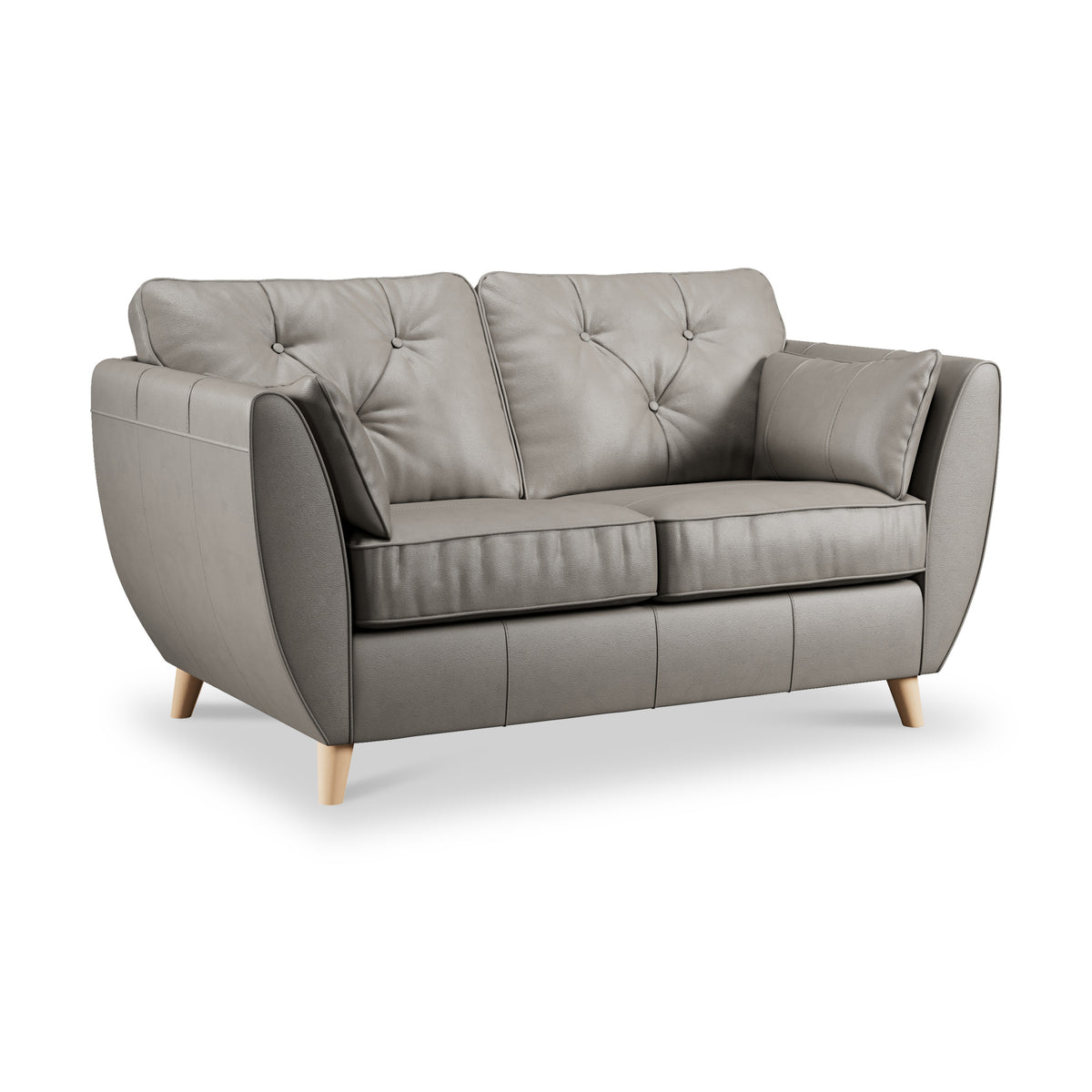 Edison Leather 2 Seater Sofa Light Feet Stone Grey from Roseland Furniture
