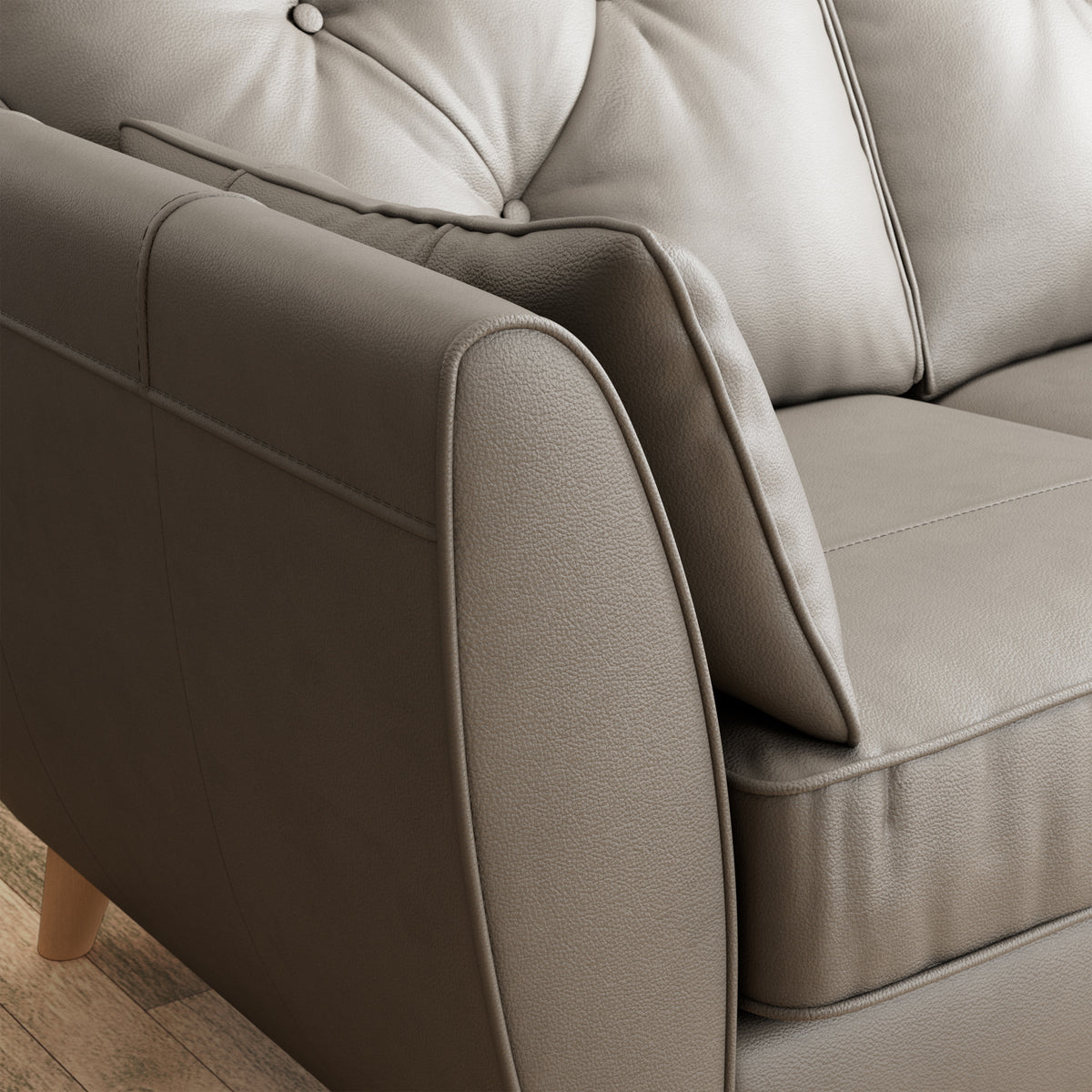 Edison Leather Sofa Stone Grey Arm from Roseland Furniture