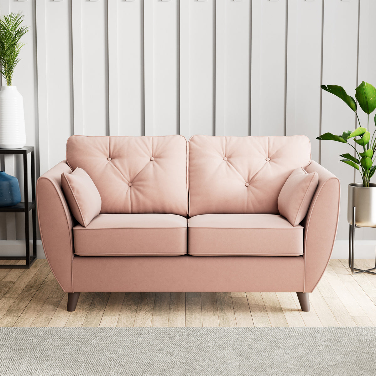 Edison 2 Seater Sofa Dark Feet Blush Pink from Roseland Furniture