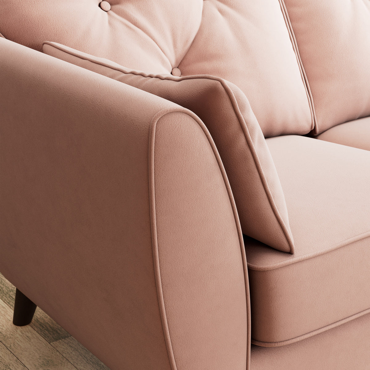 Edison 2 Seater Sofa Dark Feet Blush Pink from Roseland Furniture