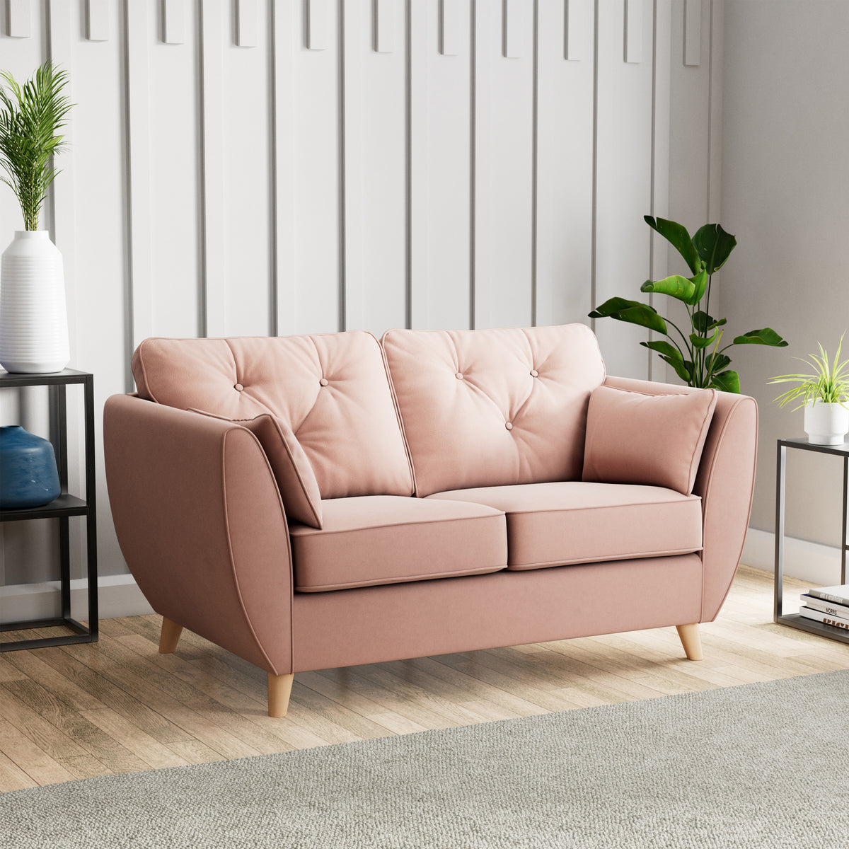 Edison 2 Seater Sofa Light Feet Blush from Roseland Furniture