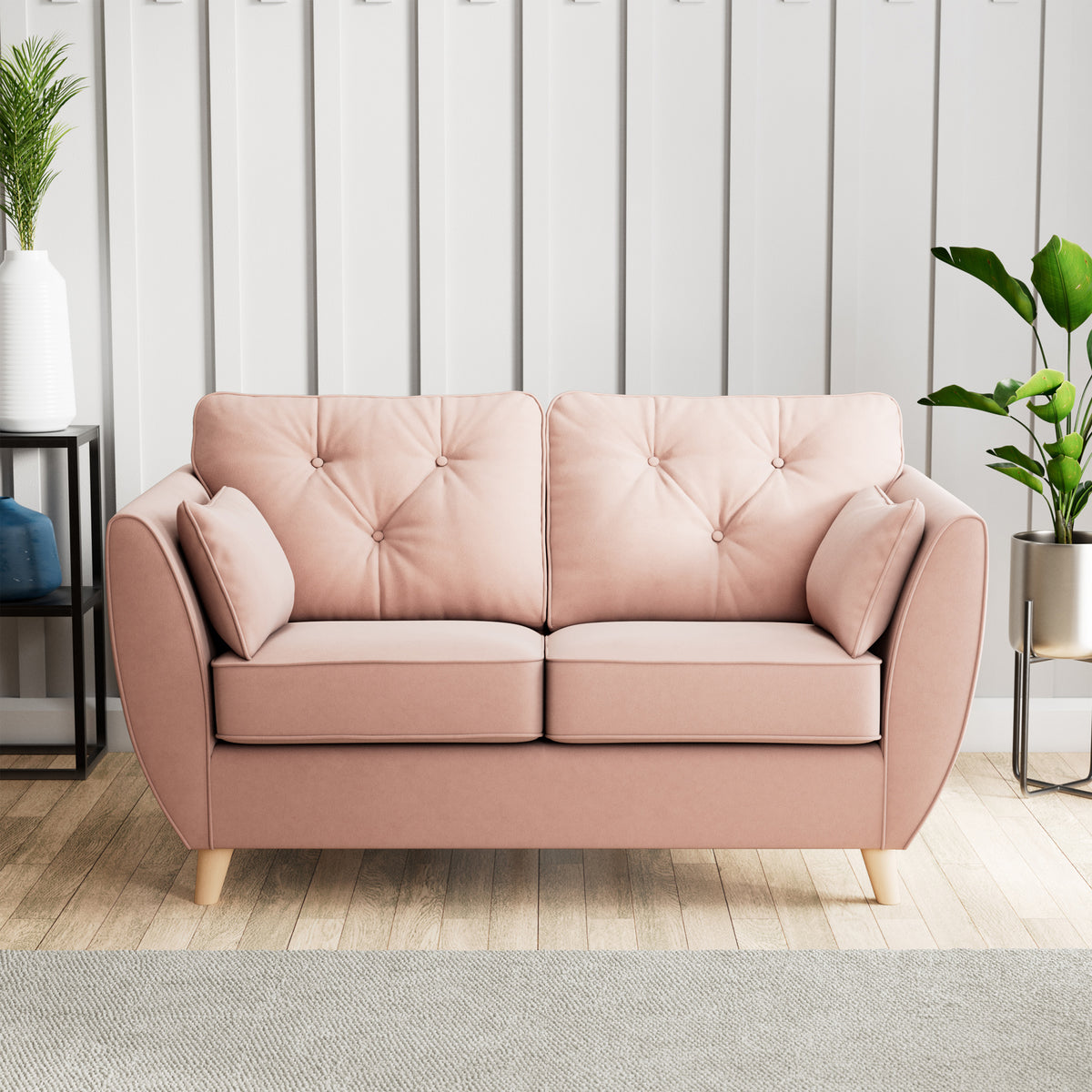 Edison 2 Seater Sofa Light Feet Blush from Roseland Furniture